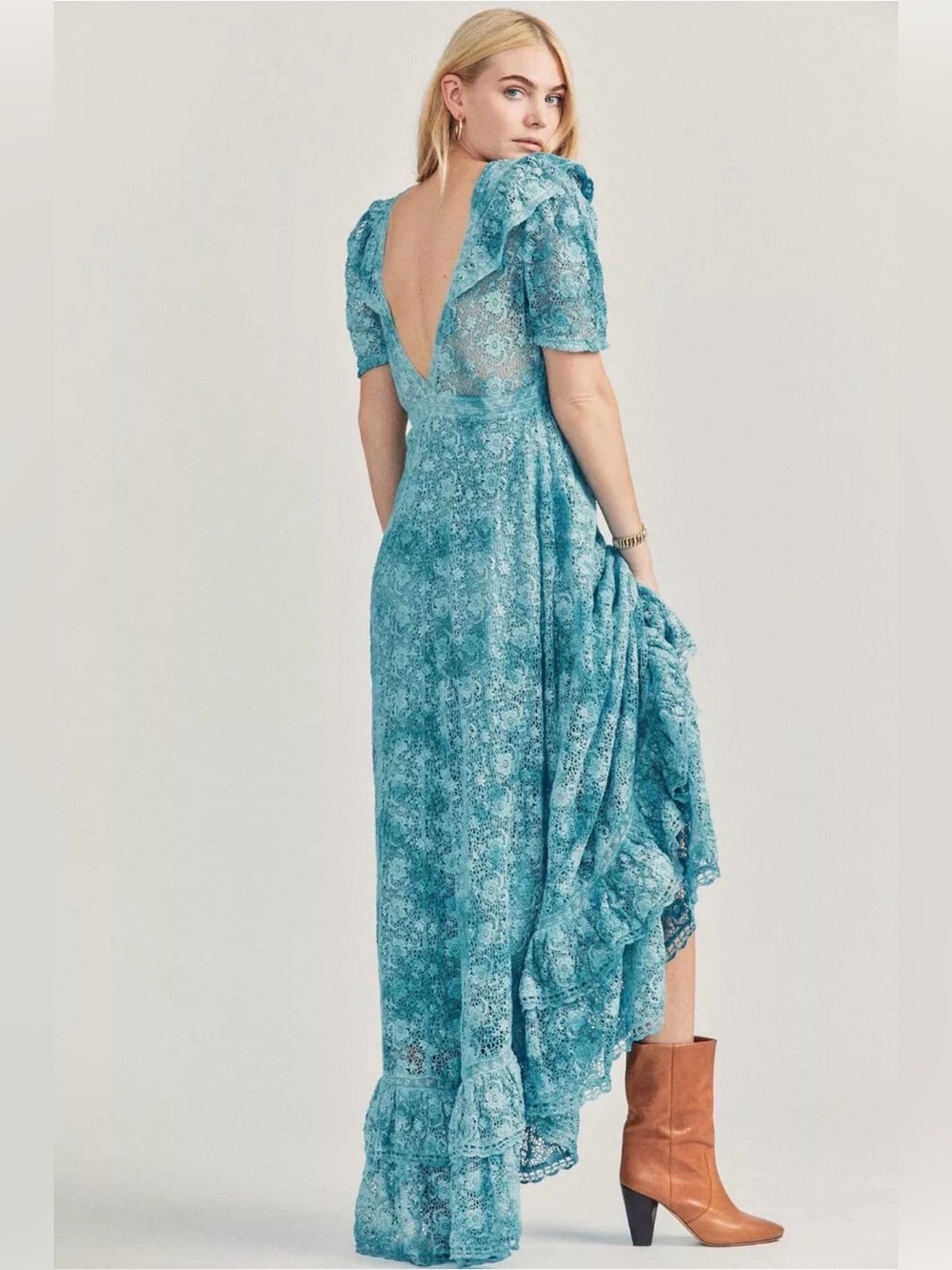 LoveShackFancy Kalani Lace Dress Deep Sea Indigo Size 4 - Picture 4 of 10